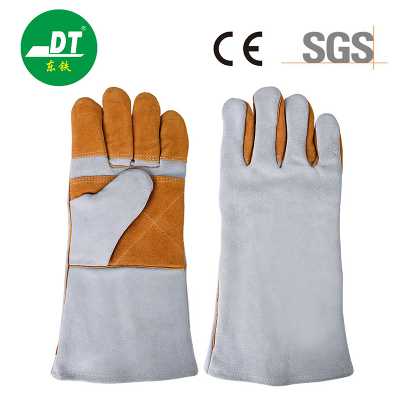 Cow Split Double Palm Leather Fire Resistant Working Gloves