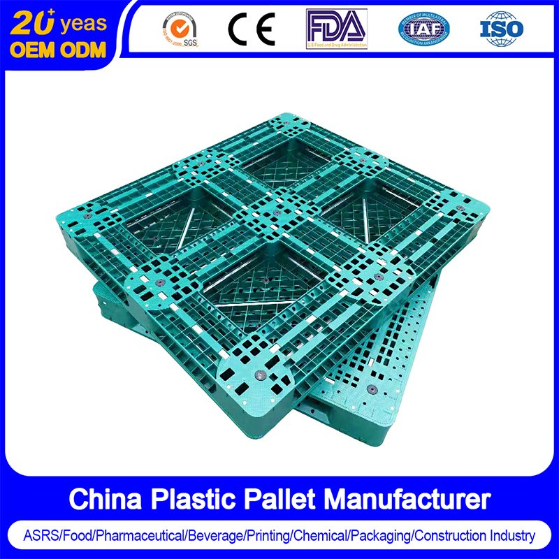 Heavy Duty Anti-Slip Euro Durable Stackable Blue HDPE Recycled Material 1200X1000 Cargoes Plastic Pallet