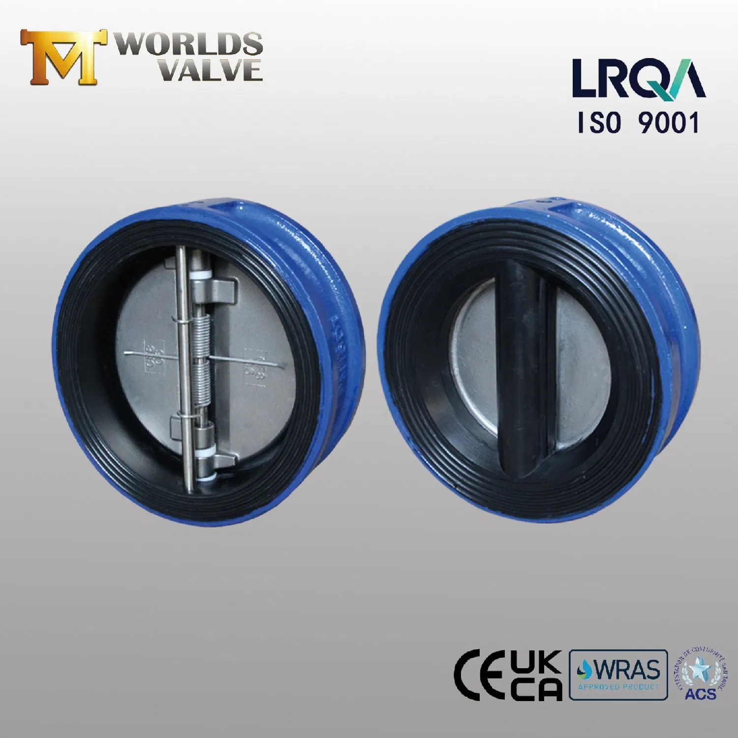 ISO5752 Industrial Control EPDM Rubber Coated Lining Water Gas Wafer Type Dual Plate Check Valve