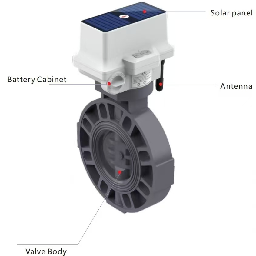 Butterfly Valve Solar Irrigation Valve with 4G/Lorawan Wireless Remote Control DN125