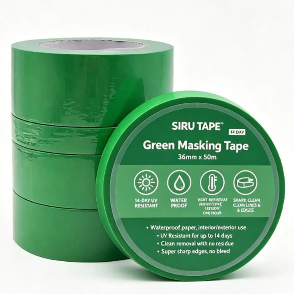 Green Crepe Automotive Masking Tape High Temperature Resistant for Car Painting
