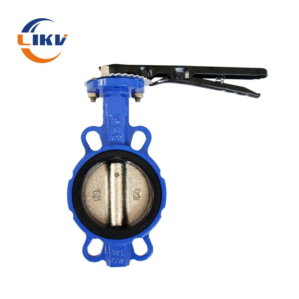 Pn10 Lever Cast Iron Ductile Wafer Type Butterfly Valve with EPDM Viton Seat Soft Seal