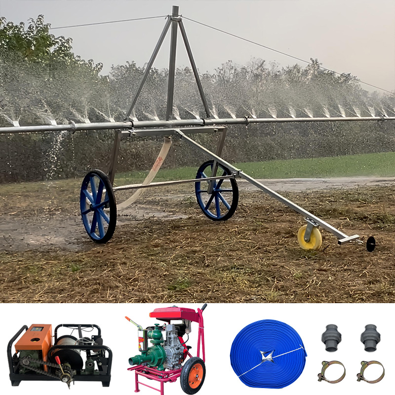 Irrigation System with Traveling Boom Sprinkler for Large Agricultural Farm Irrigator