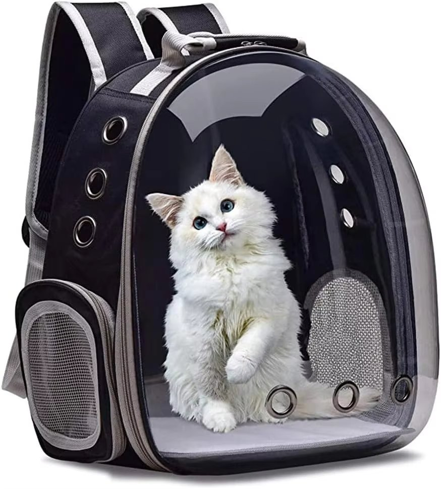 Transparent Dome Pet Backpack with Breathable Mesh and Comfortable Design for Travel and Outdoor