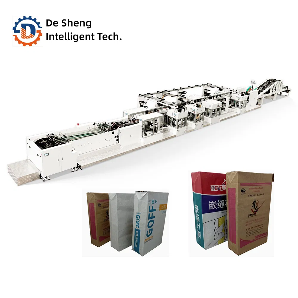 Intelligent Bottom Pasting Kraft Paper Cement Bag Product Line Valve Cement Mortar Reinforced Chemical Bag Making Machine