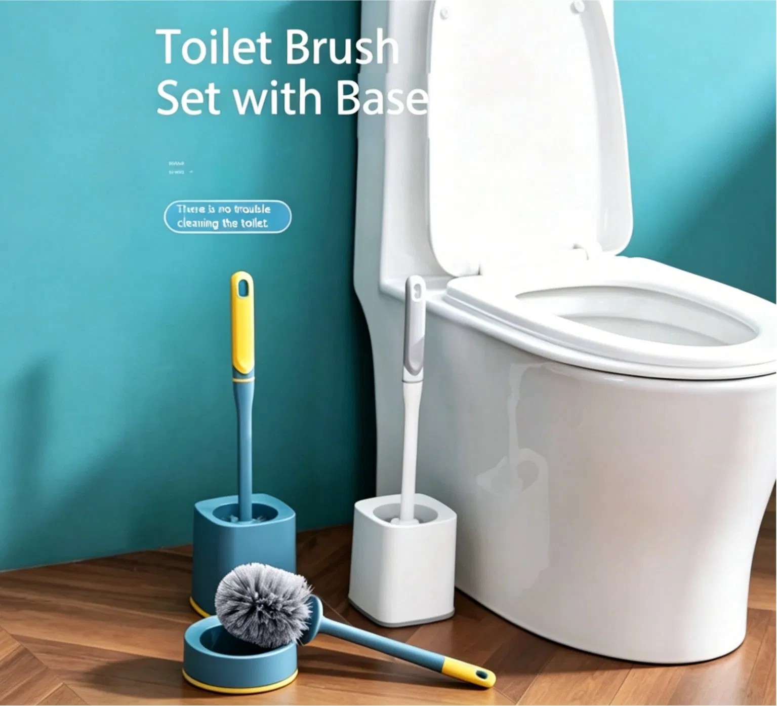 Changeable Brush Head with Holder for Toilet Cleaning