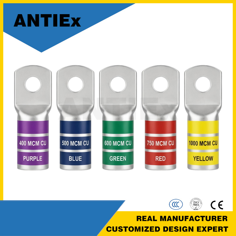 High Conductivity Compression Wire Terminal with Color Coded Inspection Hole