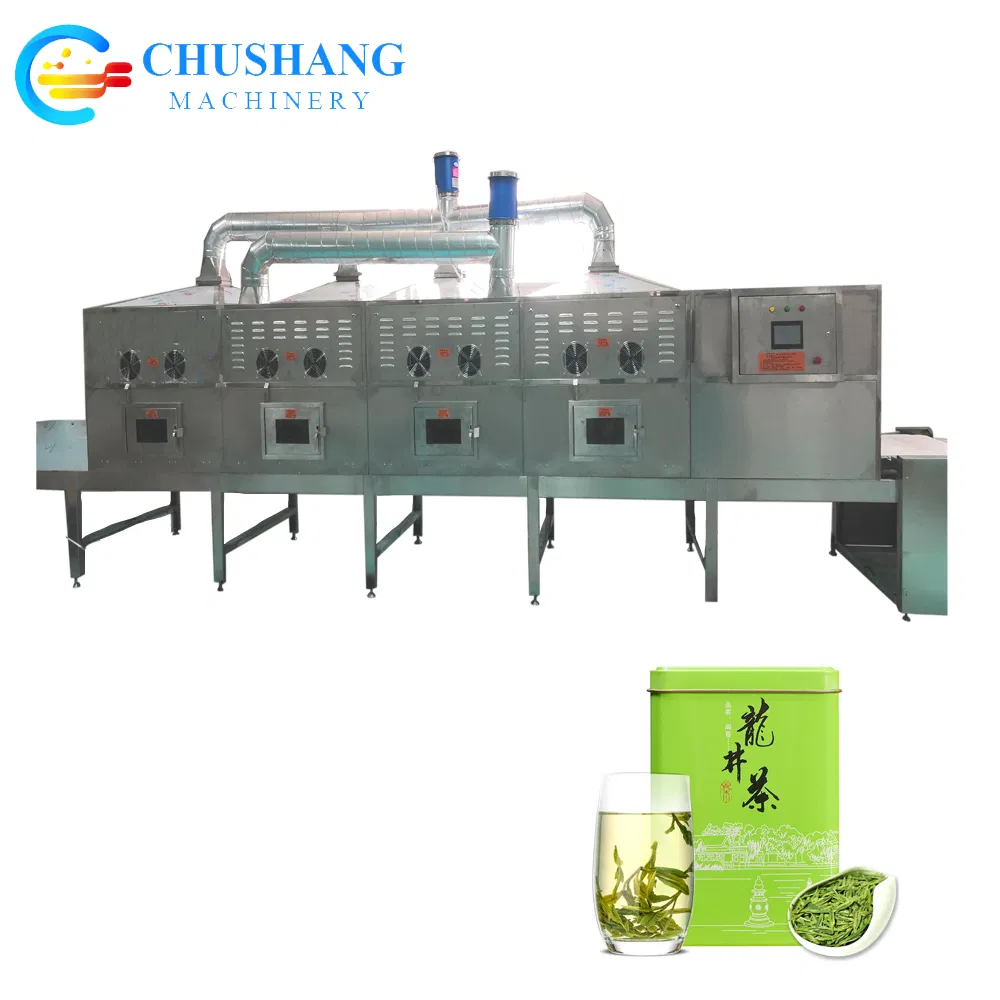 Automatic Tunnel Microwave Green Black Tea Leaves Herbs Drying Sterilizing Machine for Tea Green Removing