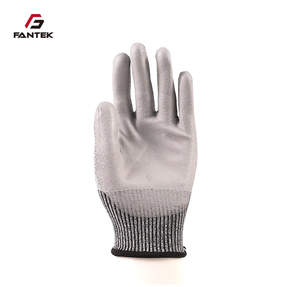 Hppe PU Coated Cut Resistant Anti Slip Flexible Industrial Work Gloves