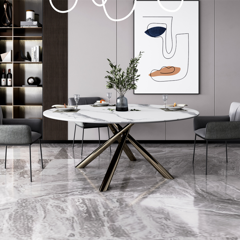 China Home Dining Room Furniture Powder Coating Steel Dining Table