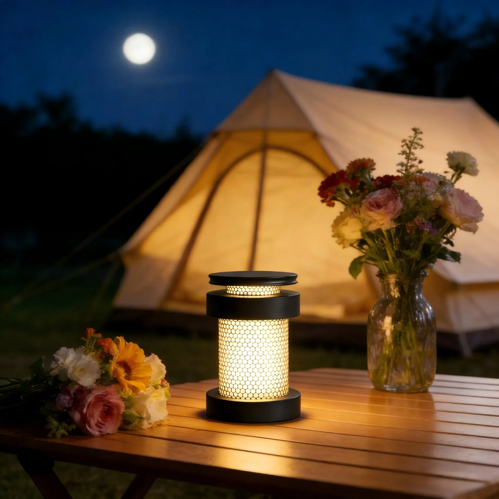 Outdoor Portable Battery Operated Cordless Rechargeable LED Table Camping Lamp