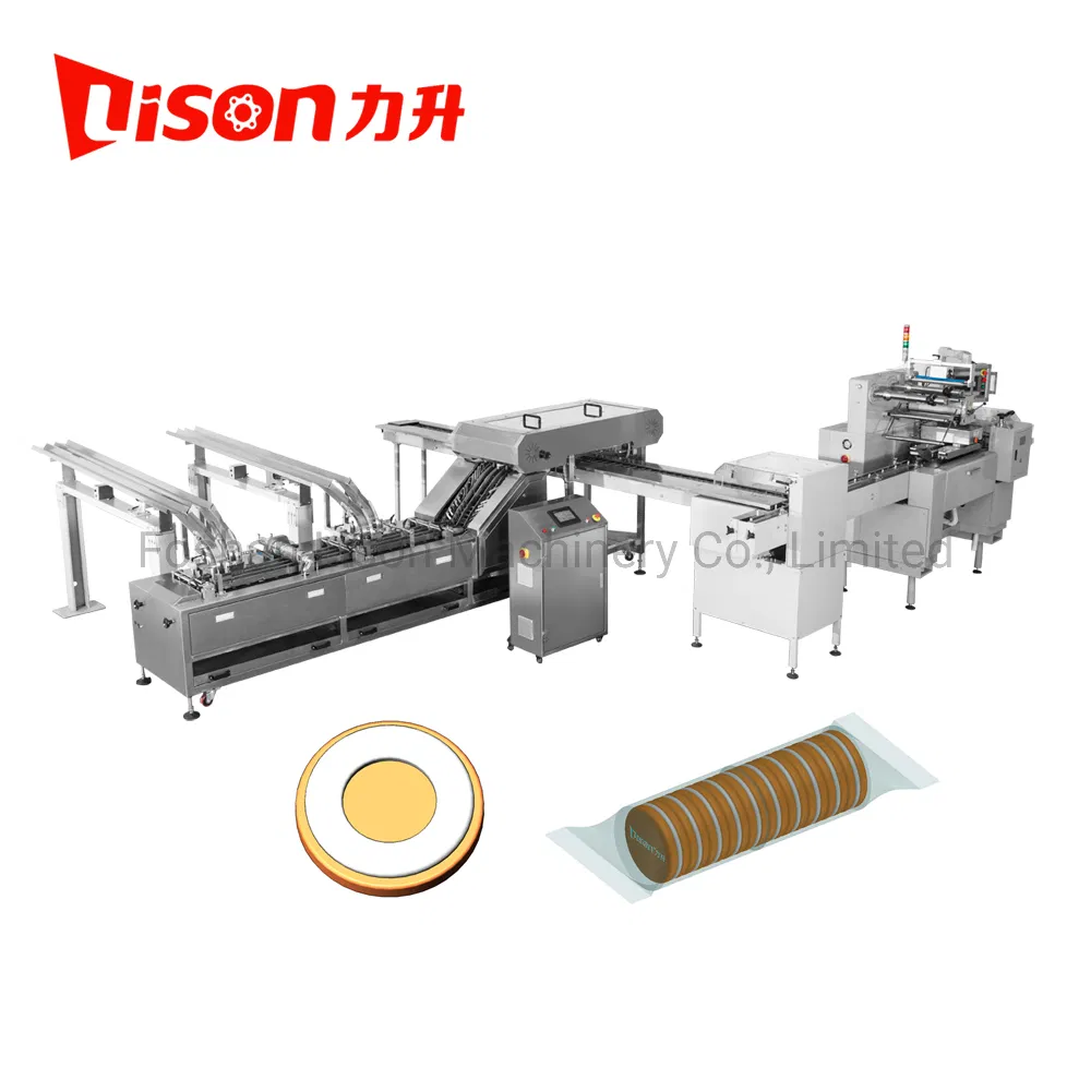 Automatic Cream Biscuit Sandwiching Machine with on Edge Packaging Machine