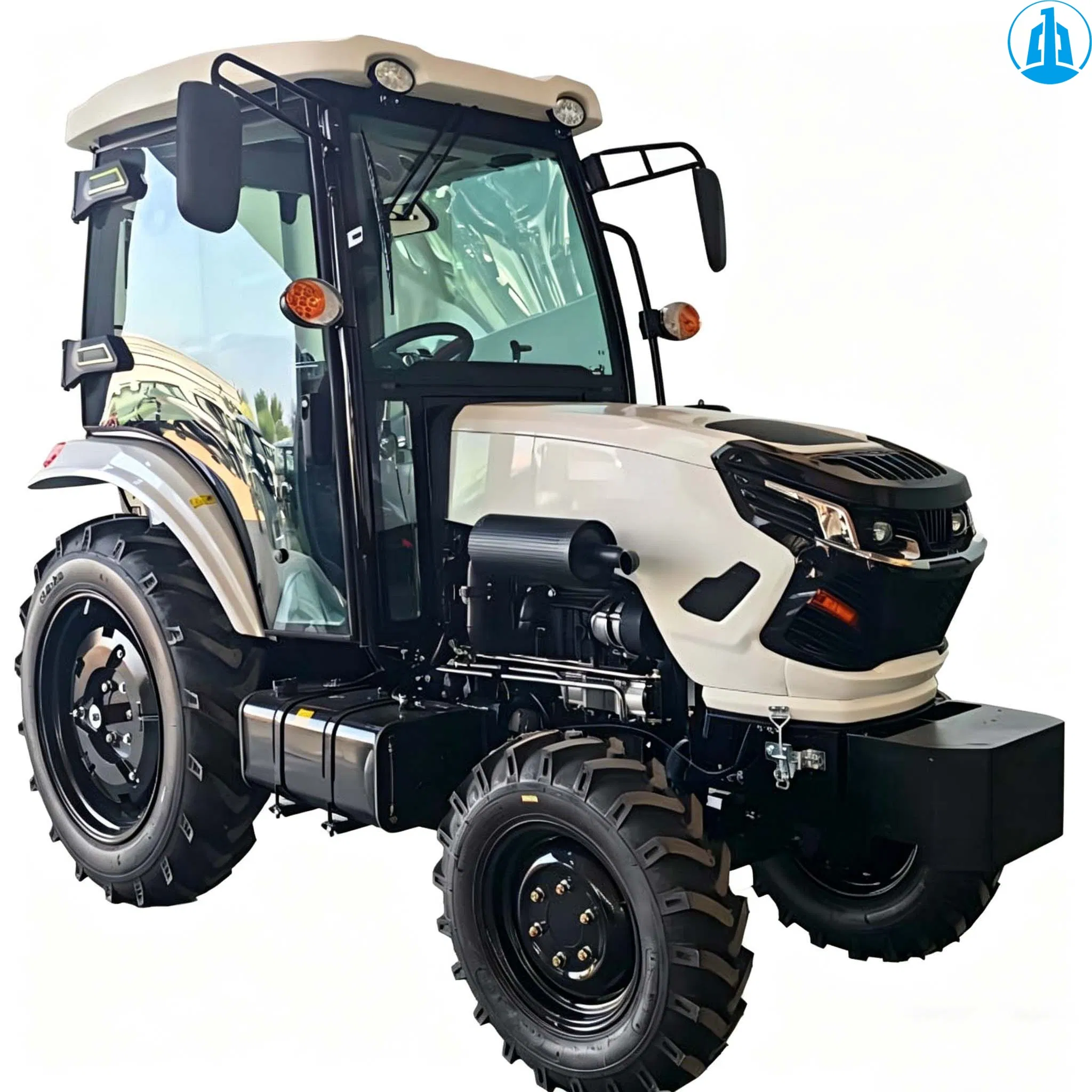 4WD 50HP Compact Farm Orchard Tractor with Cab, Durable Efficient Diesel Engine Multi Purpose Agricultural Equipment for Smallholders Fields