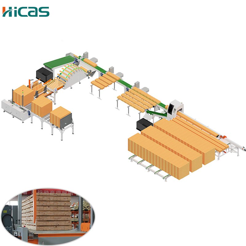Automatic Wood Cutting Board Stacker Lumber Processing Line Wood Package Machine