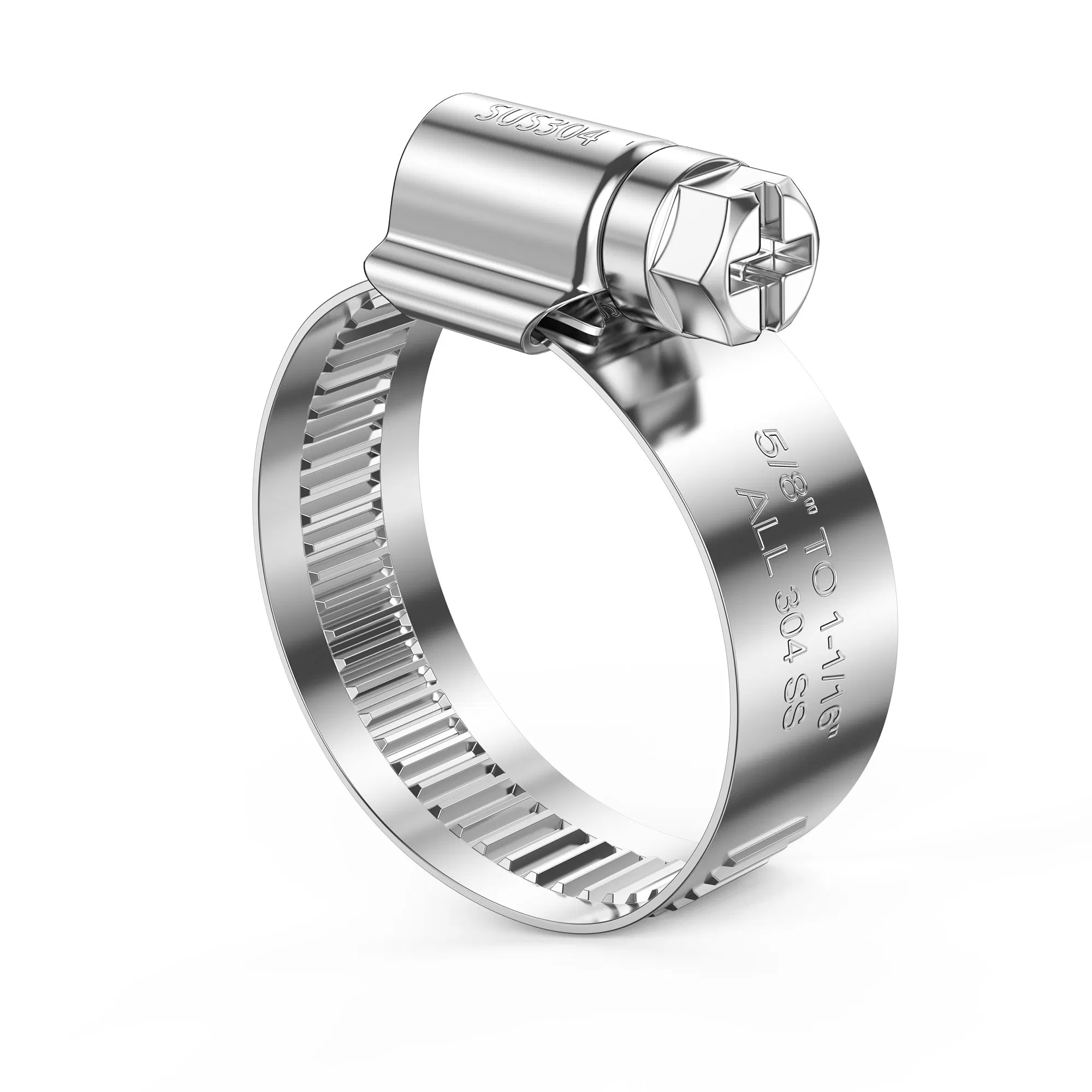 Heavy Duty Worm Gear Hose Clamps 304 Stainless Steel Adjustable Metal Pipe Clamp for Fuel Line Tube