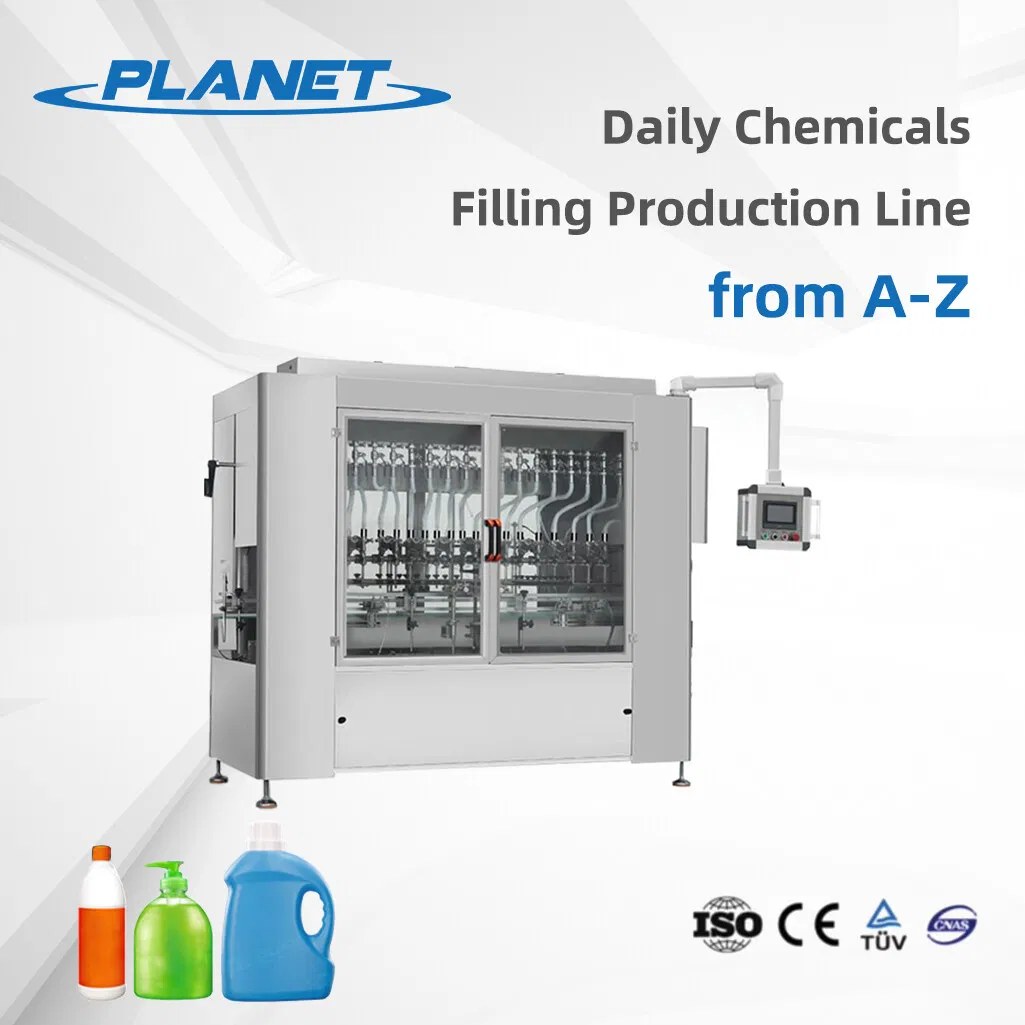8 Nozzle Liquid Soap Detergent Filling Line, Bottling Capping System for Hotel Shampoo Lotion Bottle Filling, Packing Capping Machine Production Line