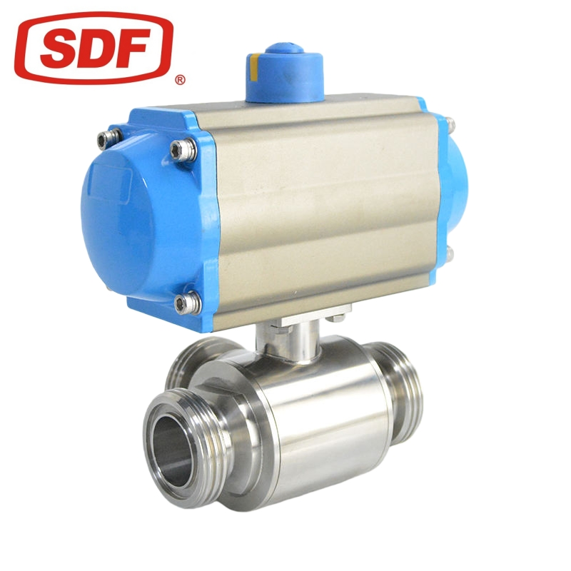 Food Grade Pneumatic Ball Valve - Sanitary 3-Piece Design, SS304/316L, Non-Retention, Female Thread