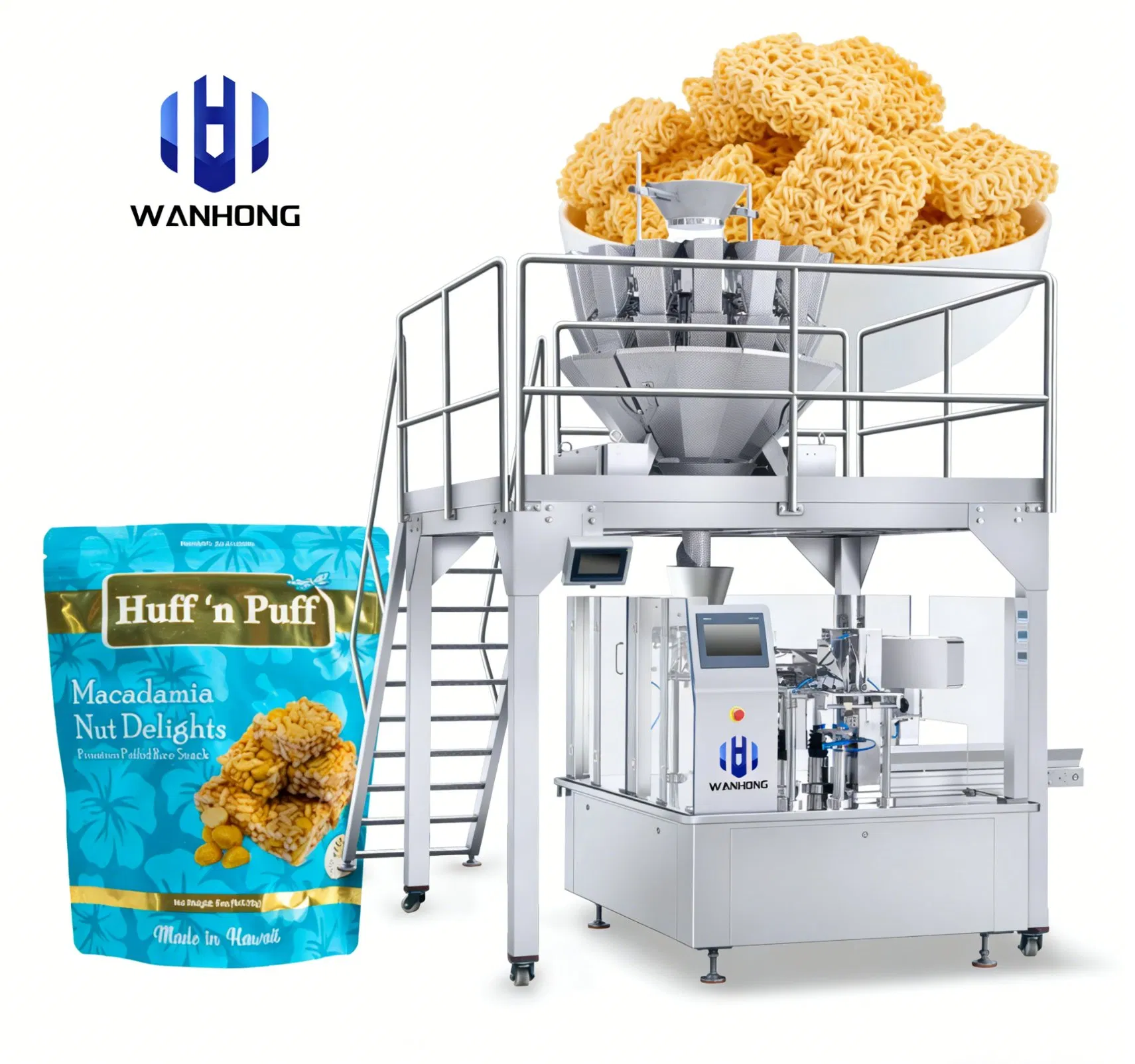 Automatic Stand up Pouch Weighing Filling Sealing Packing Machine for Food Wafer Biscuit Cocoa Powder Bean Ice