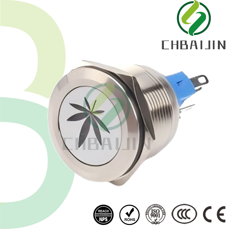 Premium Leaf Symbol Metal Push Button Switch