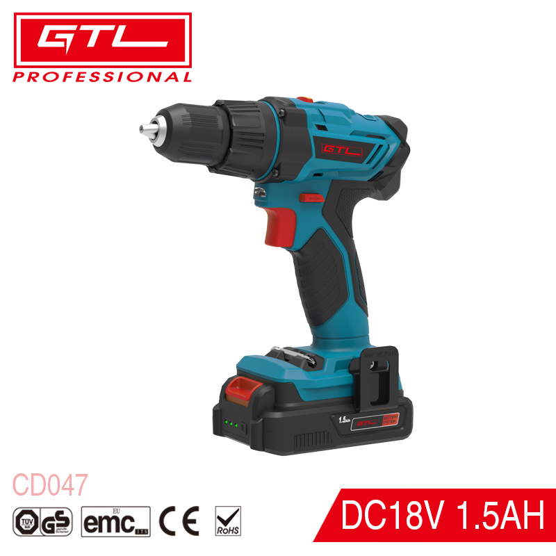 18V Lithium Battery Compact Cordless Drill Driver with Work Light Variable Speed