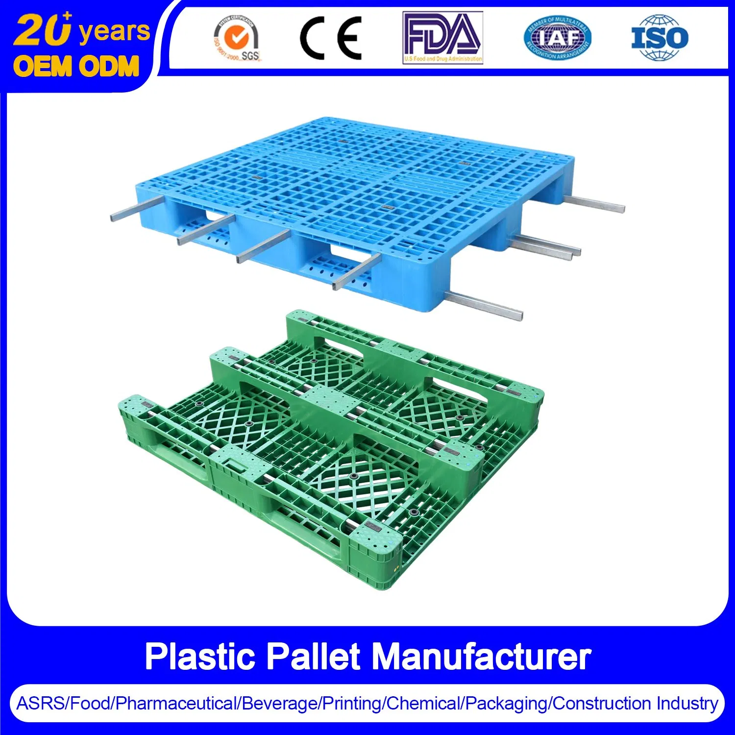 3 Runner 1200*1200*150mm Industry Logistics 4 Way Grid Moistureproof Heavy Duty Plastic Pallet