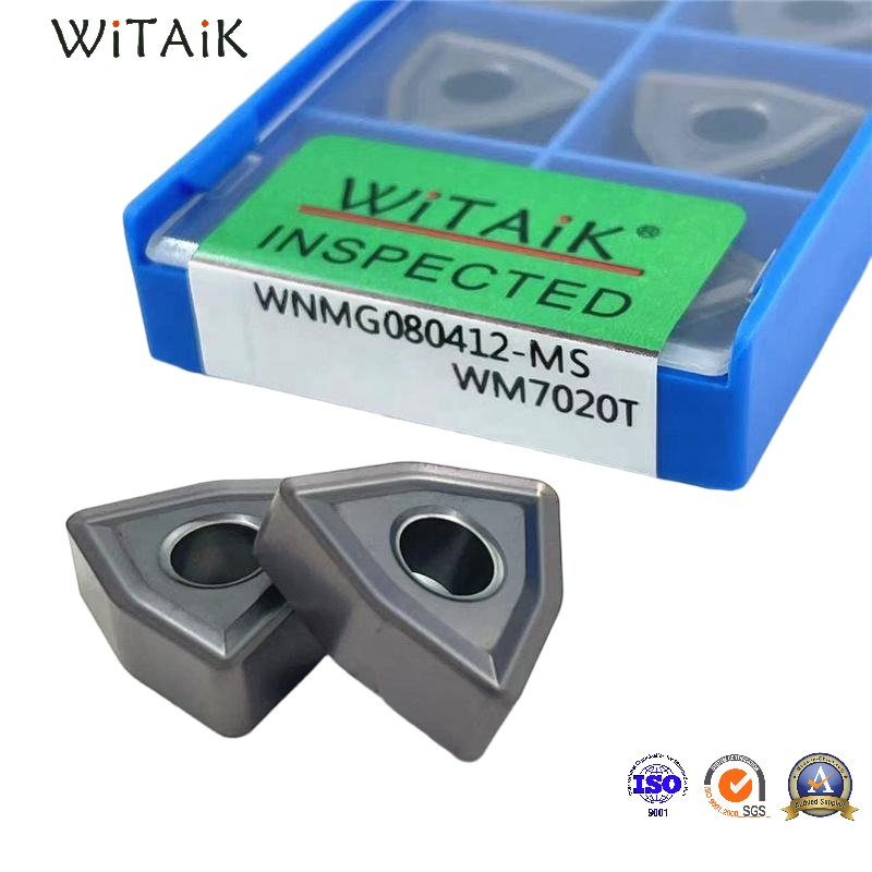 Inserti in carburo di tungsteno per utensili CNC da tornitura NC cilindrica WNMG080404 080408 080412-MS per lavorazione al tornio