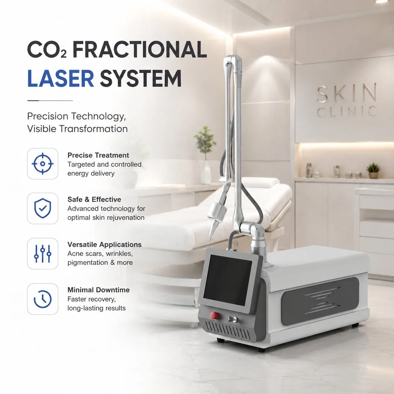 Medical RF Portable CO2 Fractional Laser Machine for Skin Tightening Rejuvenation Acne Treatment Beauty Equipment