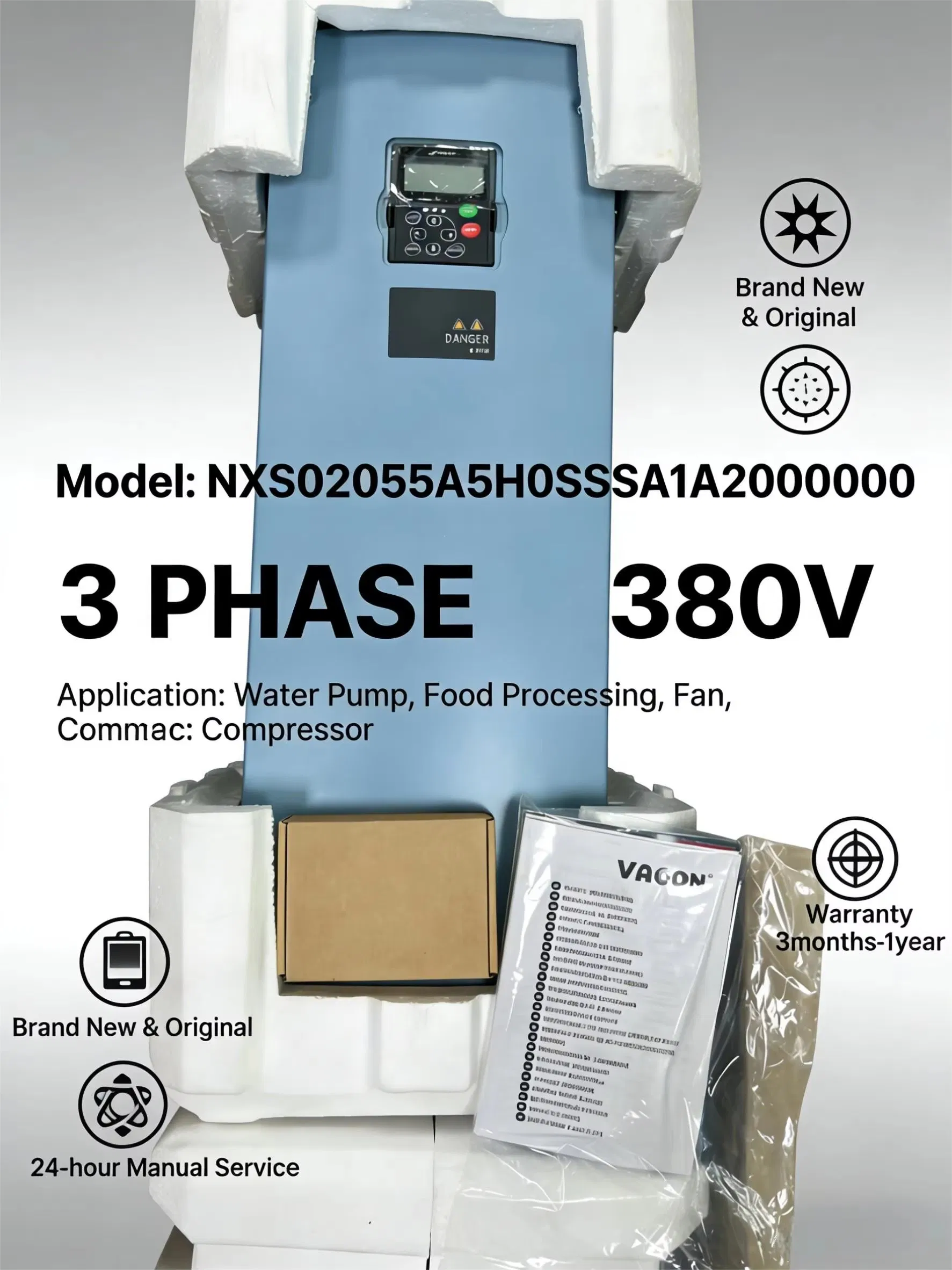 Vacon Nxs02055A5h0sssa1a2000000 Inverter Vacon trifase 380V CA Drive originale nuovo per pompe, ventilatori, compressori