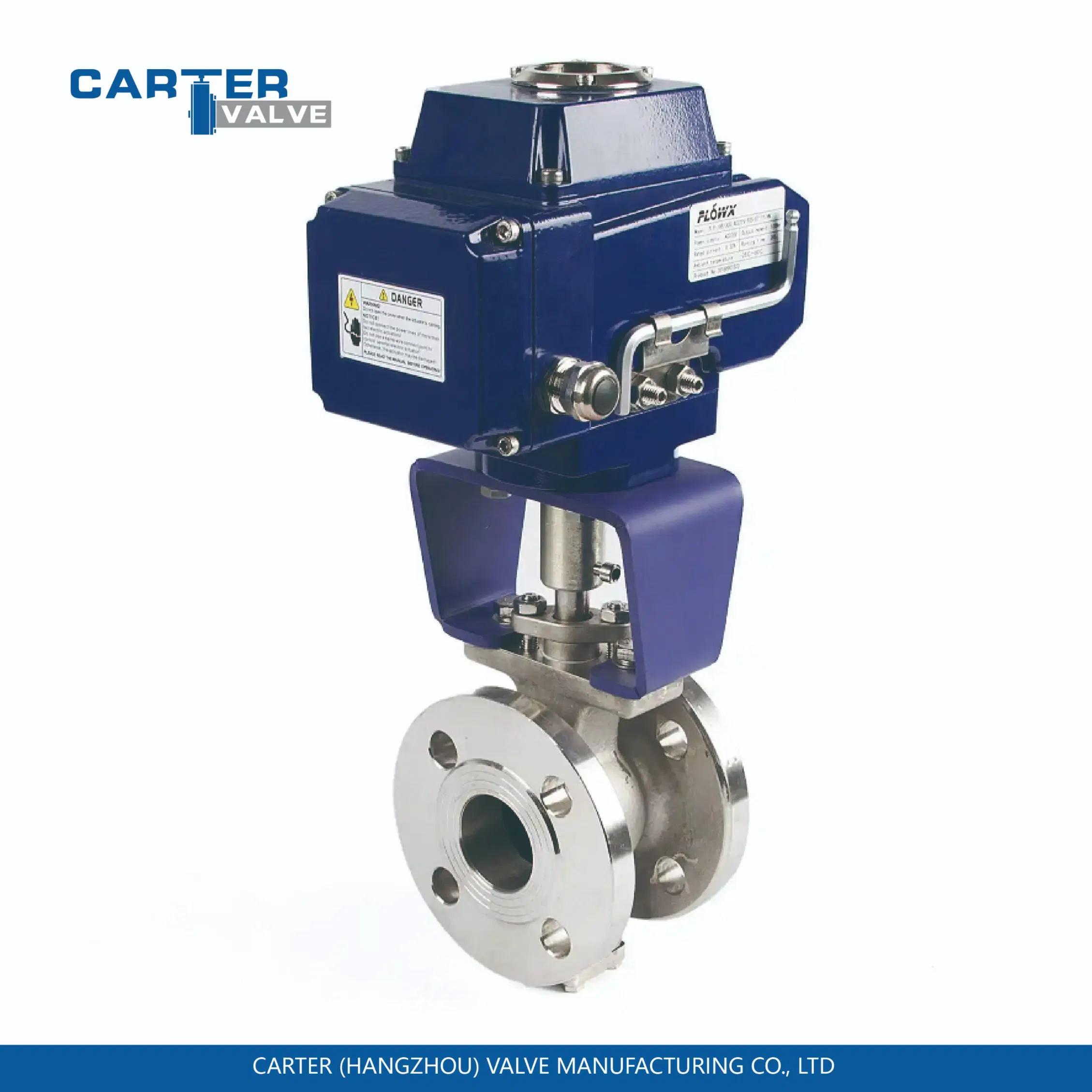 Electric V-Shaped Ball Valve, RF Flange, Clamp, Quick Switch Cut-off Adjustment, Explosion-Proof Exd, Carbon Steel Wcb, Stainless Steel CF3CF8, Remote Switch