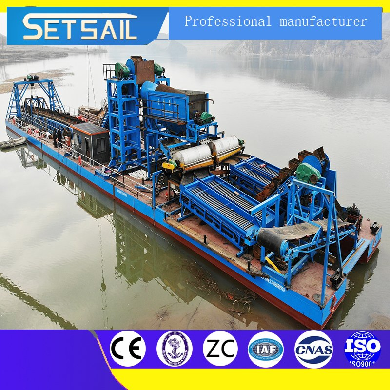 50/100/150/200t River Sand Chain Bucket Gold Dredge Diamond Mining Dredger