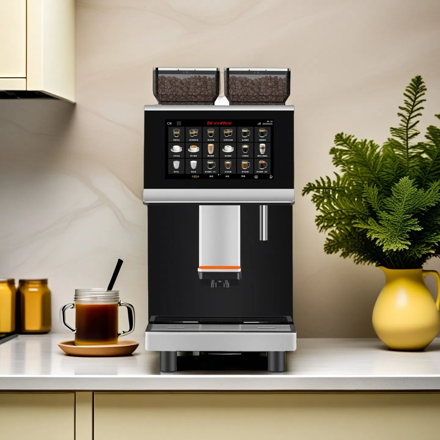 Machine à café automatique Dr. Coffee F20 à double broyeur, machine à espresso pour entreprise