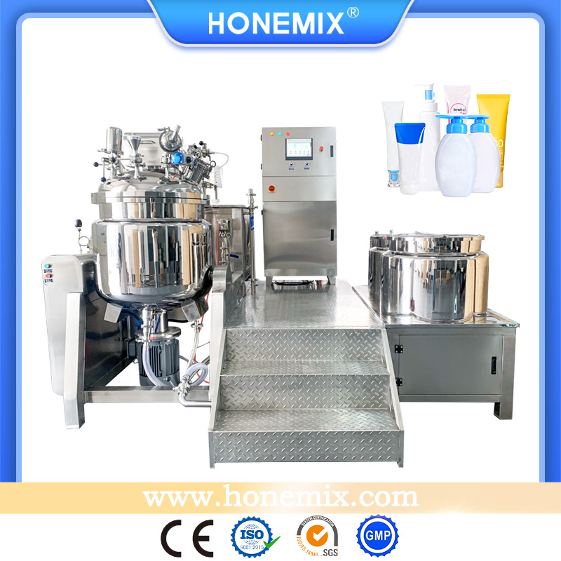 Hone Cosmetic Cream Lotion Toothpaste Hydraulic Lifting Vacuum Emulsifying Homogenizer Mixer Machine