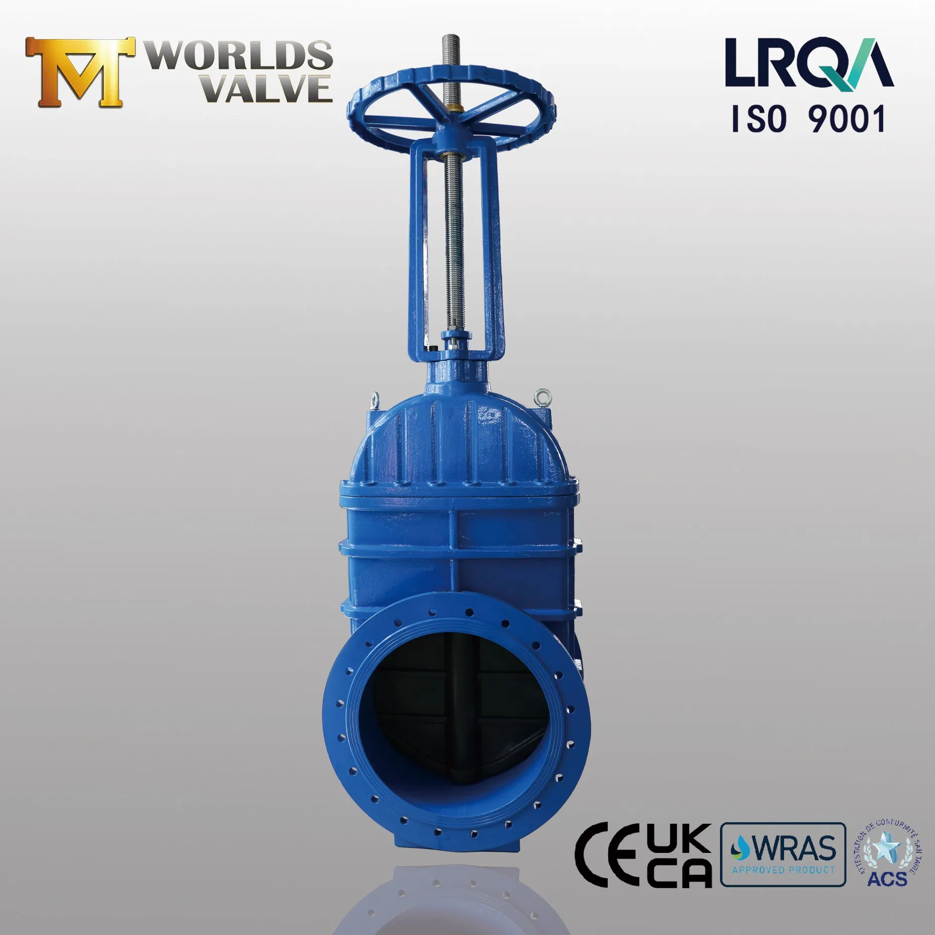 DN600 24 Inches Cast Ductile Iron Rising Stem Rubber Gate Sluice Valve