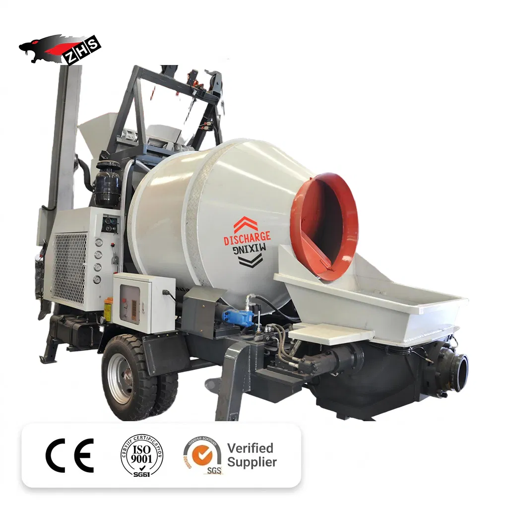 Trailer Mounted Portable Cement Concrete Mixer with Pumping Mortar Spraying Machine