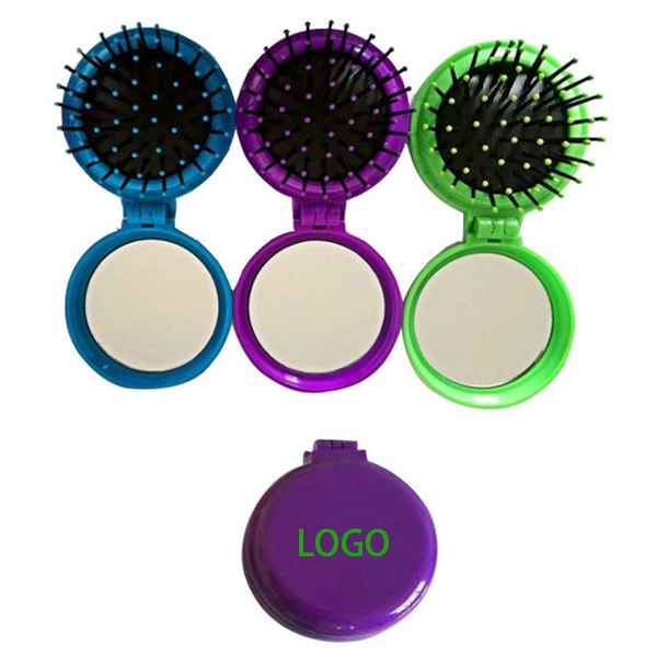 Folding Pocket Hair Brush Comb with Mirror Travel Set Gift