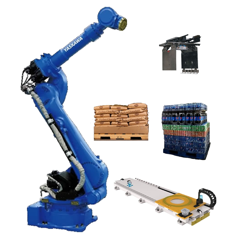 Robot palettiseur industriel automatique lourd à 6 axes Yaskawa Gp180-120 pour la palettisation dans l'industrie alimentaire avec pince robotisée