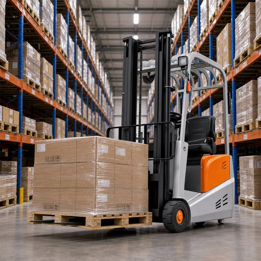 Carrello elevatore elettrico bilanciato a tre ruote mini economico personalizzabile con altezza di sollevamento di 3 m