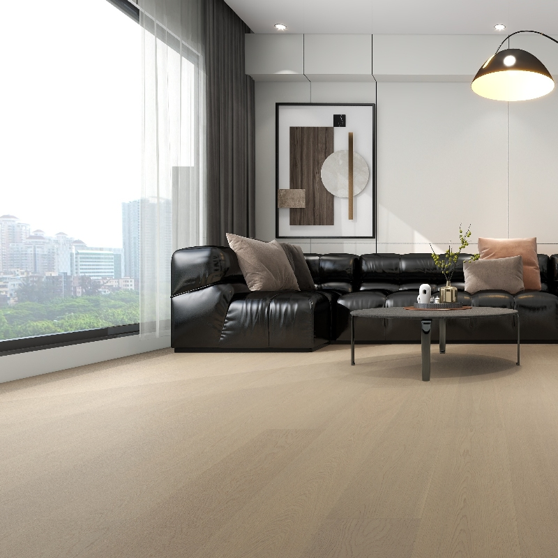 Museum Huai White Oak Three Layer Engineered Wood Flooring Brushing UV Coating Finish 15mm Thickness Contemporary Style