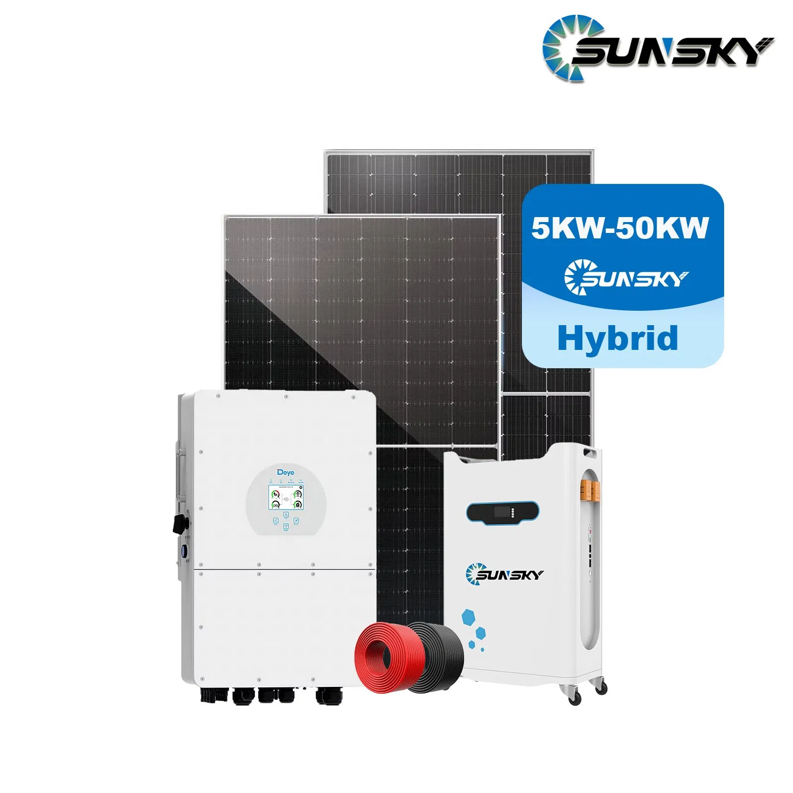 Sunsky Solar Home System Complete 3kw 4kw 5kw 8kw 10kw 220V Single Phase 50Hz /60Hz off Grid Solar Power System Kit Hybrid Solar System with Roof Mounting