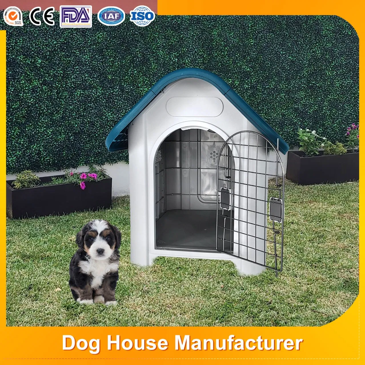 Luxury All-Season Weatherproof Insulated Breathable Non-Toxic Plastic Dog Kennel Indoor Outdoor Pet Dog House for Backyard Garden