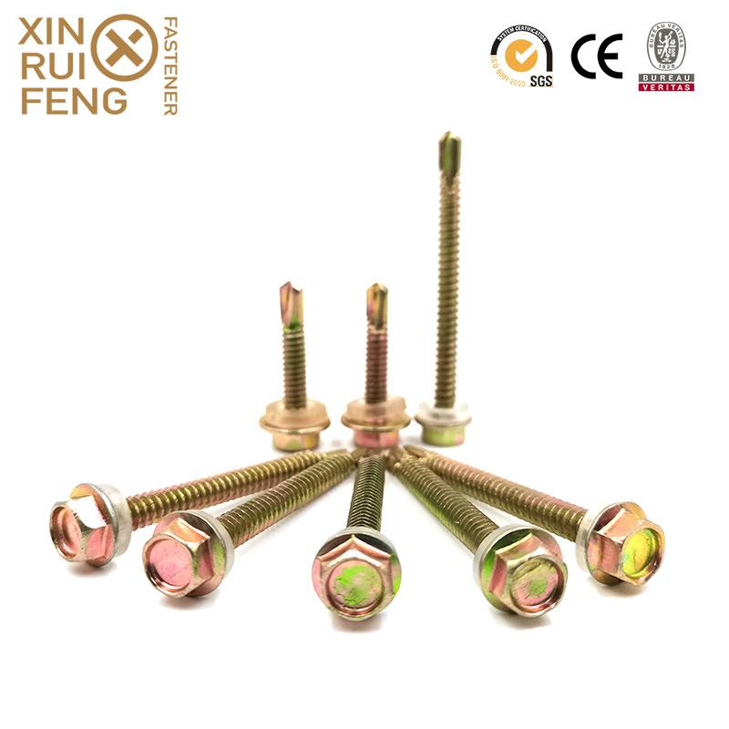 Blanco Amarillo Cincado Cabeza Hexagonal Arandela EPDM/PVC Tornillo Autoperforante para Tejado