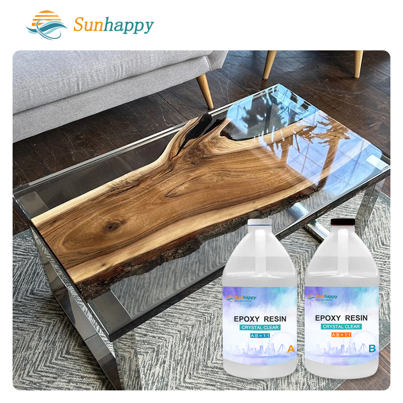 Crystal Clear Epoxy Resin for Wood River Table Dining Coffee Tea Table Pure Liquid Epoxy Resin