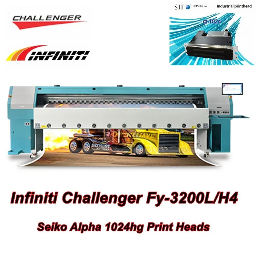 Infiniti Challenger FY-3200L/H4 High Speed Printer with Seiko Alpha 1024hg Print Heads, Challenger Economy Solvent Printer 3200L H4 Outdoor Advertising Printer