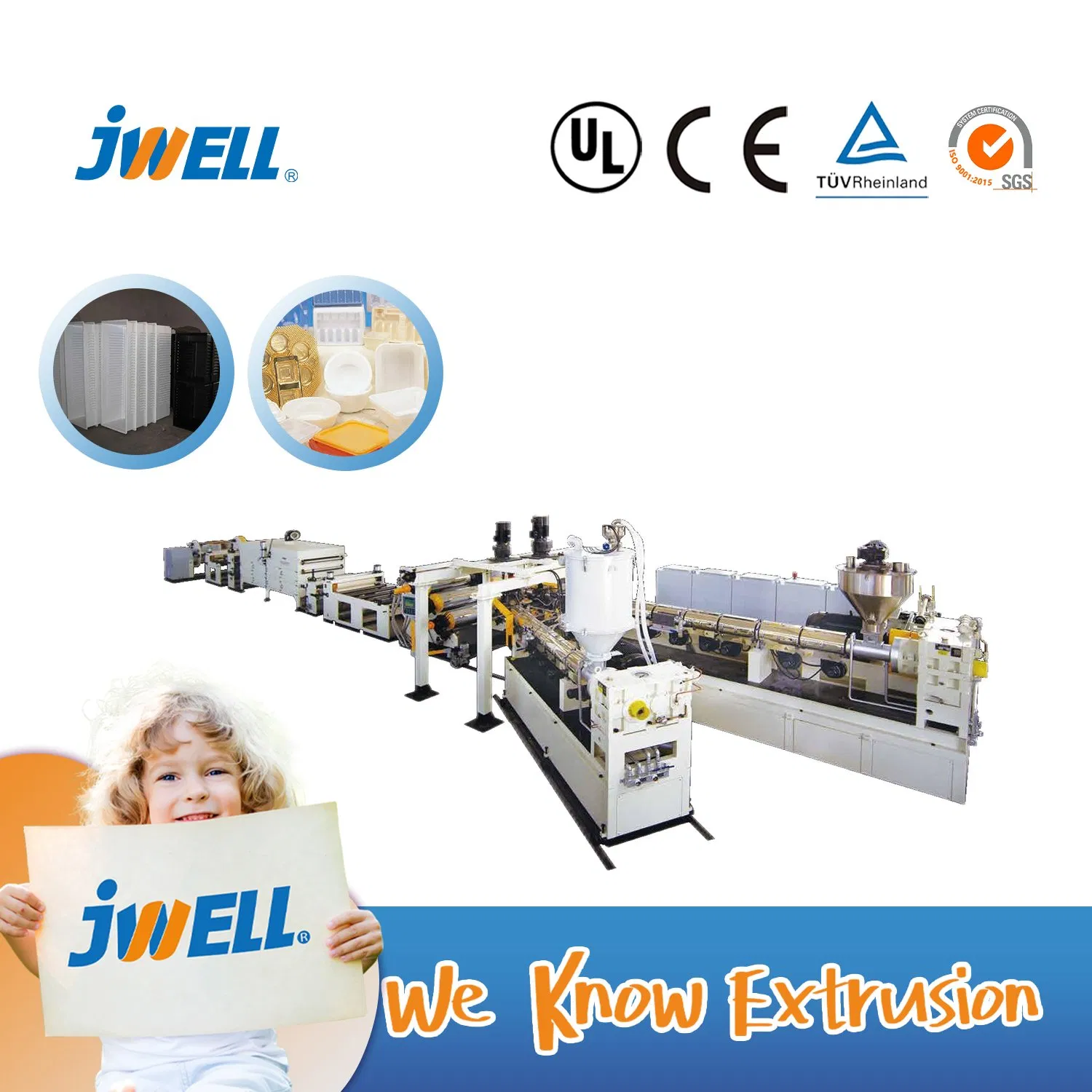 Jwell PP PS EVOH Sheet Extrusion Line Plastic Machinery Production Extruder Machine with Special Mixing Function Screw