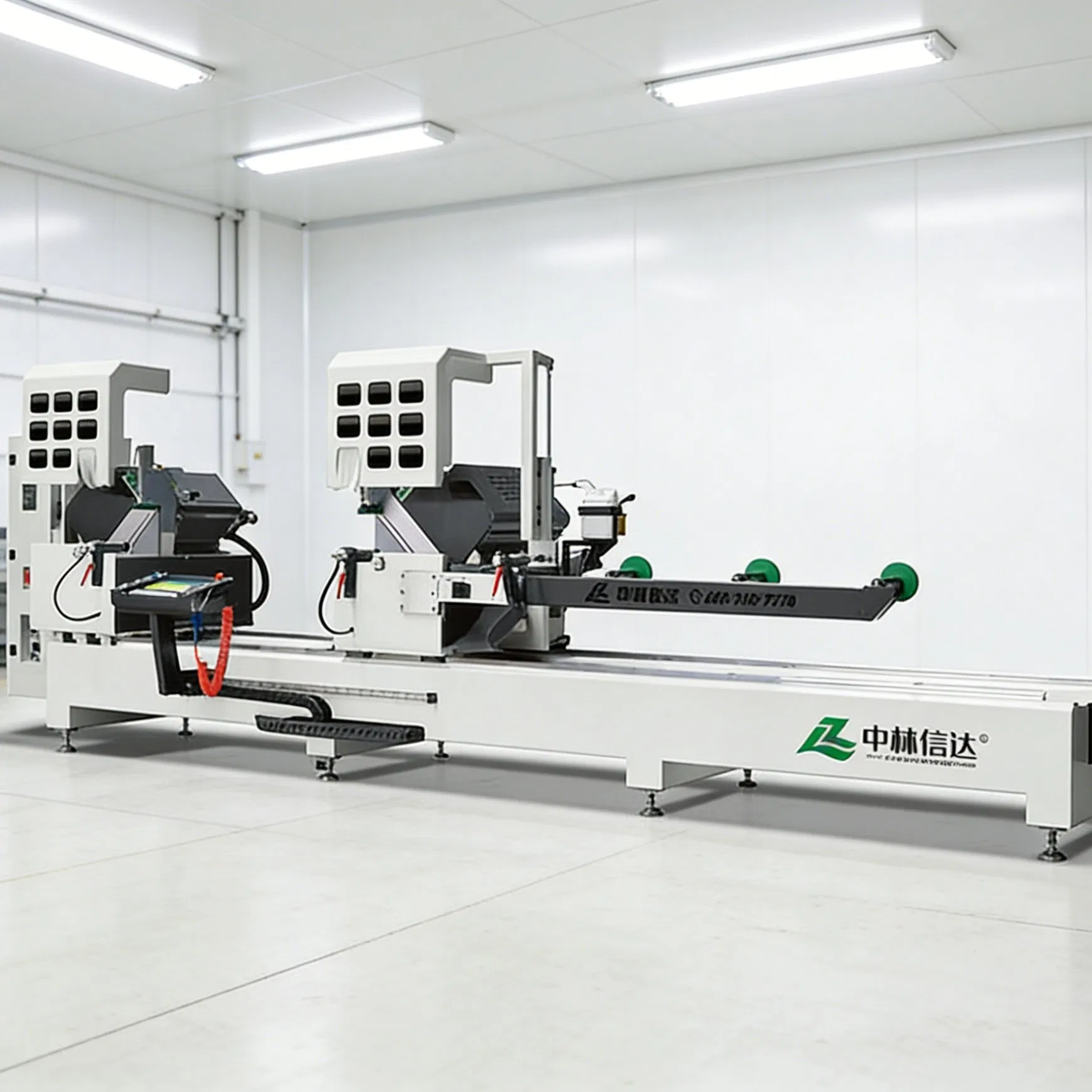 Troncatrice Doppia Testa CNC per Taglio di Profili in Alluminio per Finestre e Porte