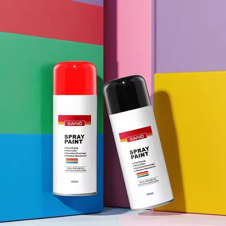 Vernice spray aerosol nera Sanvo da 400 ml di alta qualità per metallo