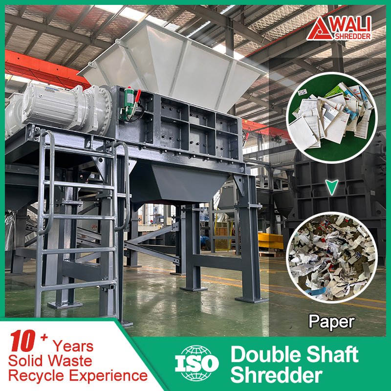 Industrial Twin/Double Shaft Shredder for Vegetables Textile Cardboard Aluminum Can Recycling