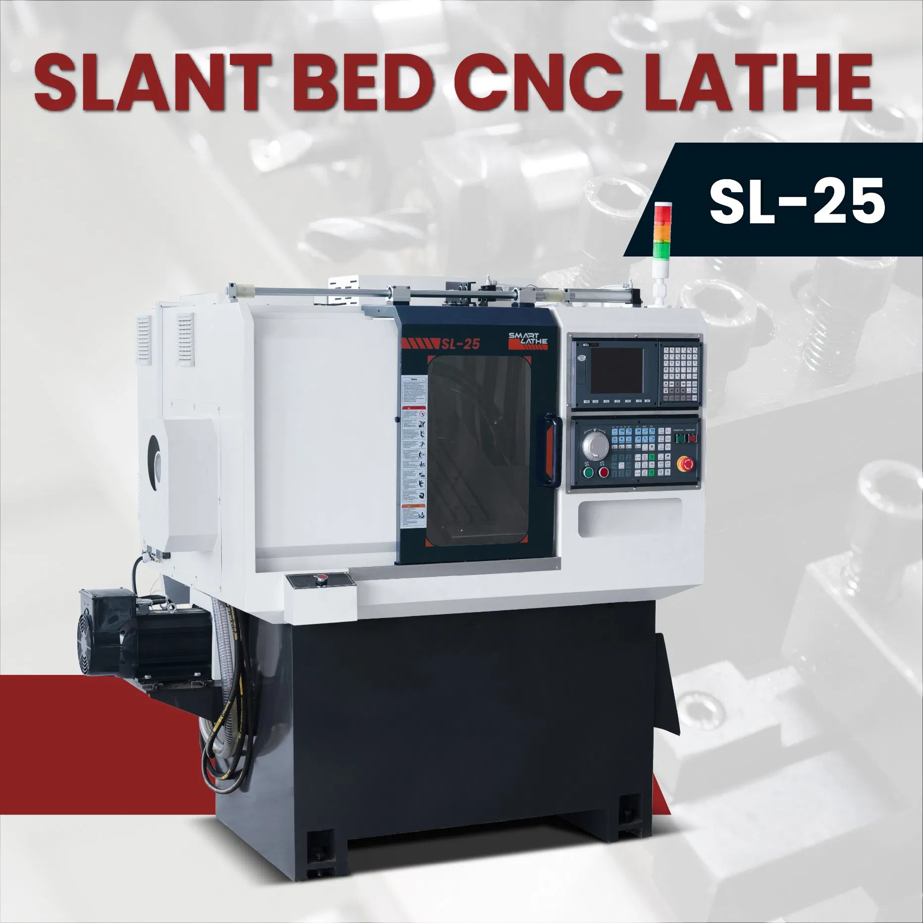 Syntec Control CNC Lathe with Larger Travel Span X and Z-Axis Slant Bed CNC Lathe (SL-25)