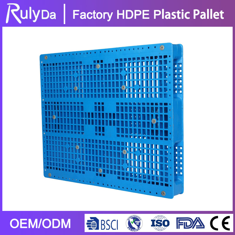 Heavy Duty HDPE Plastic Pallet with Steel Reinforcement, Stackable Reversible Warehouse Storage Pallet