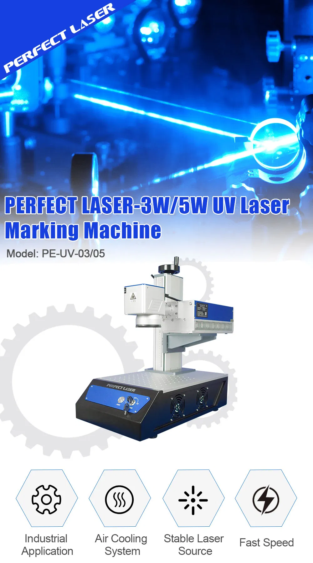 3W 5W 10W Plastic UV Laser Marking Machine Small Laser Engraving Machine